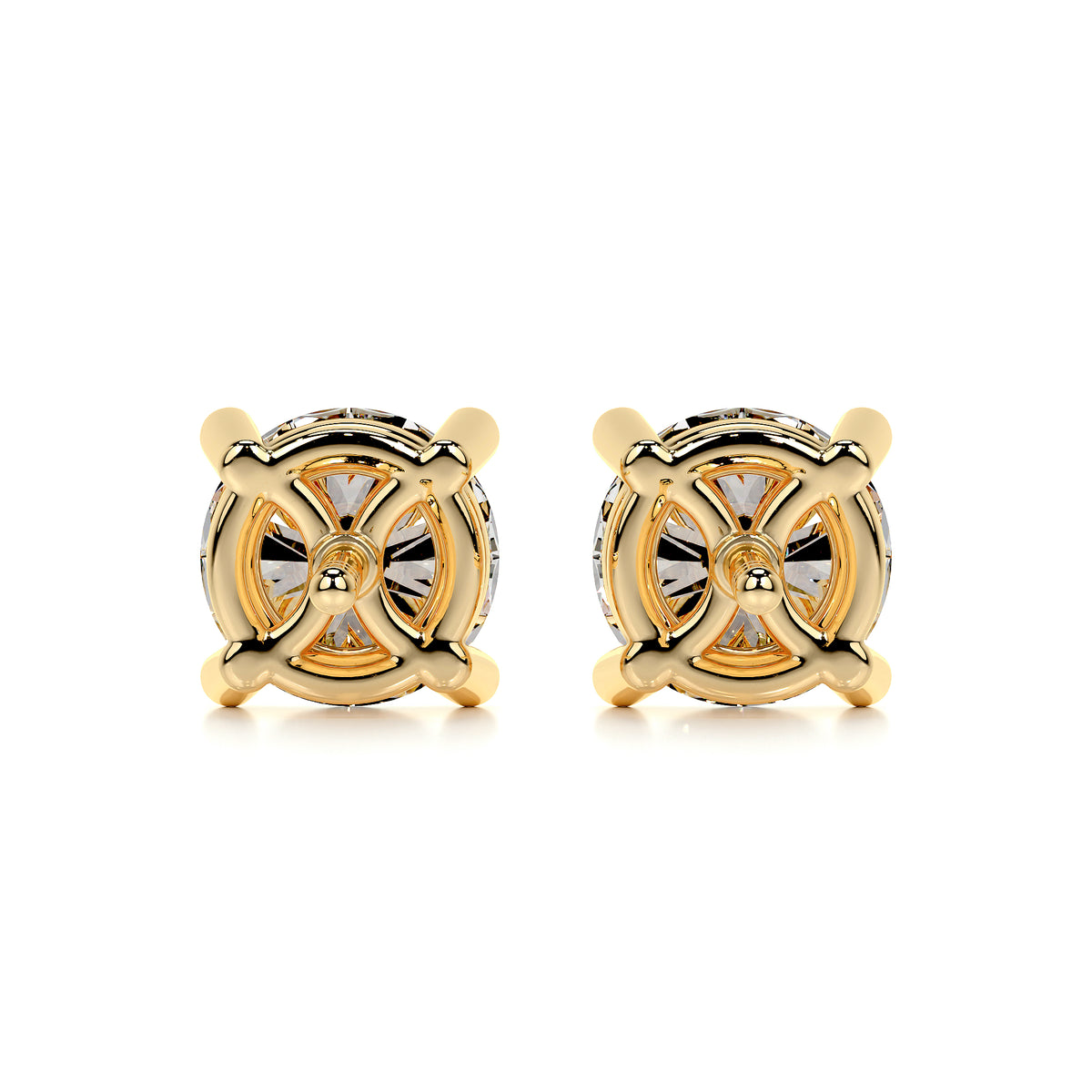 Classic Round Four Claw Stud Earrings